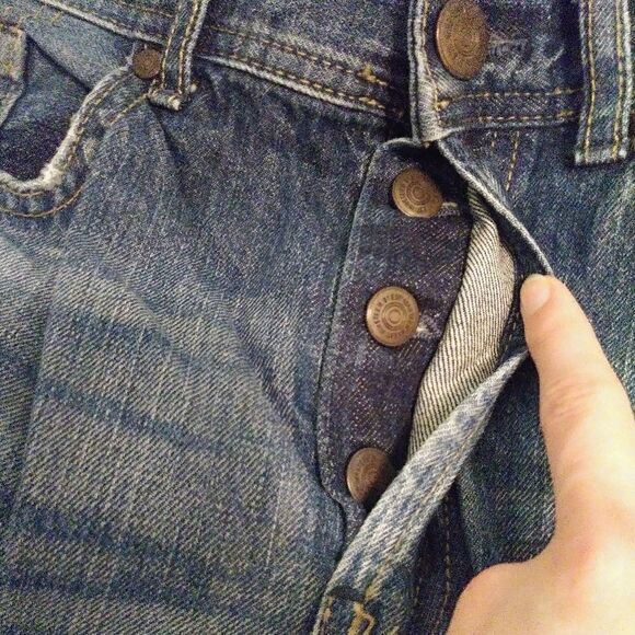 Cotton On Straight Leg Button Fly Distressed Jeans - Picture 3 of 6